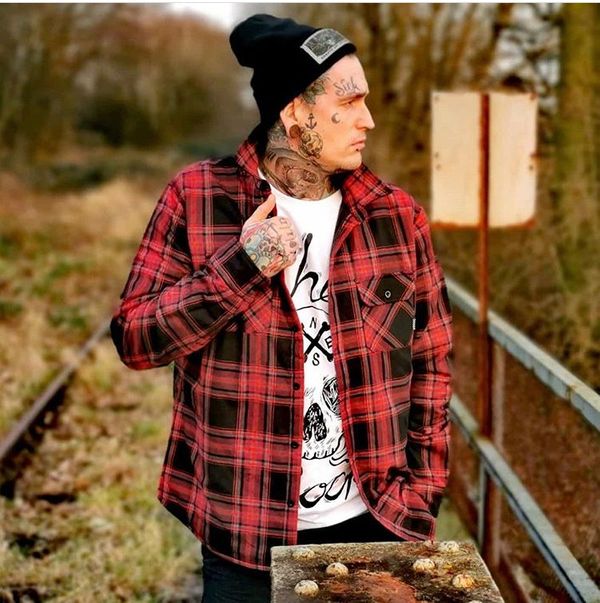 Flannel checked shirt heren (red) - Babashope - 9