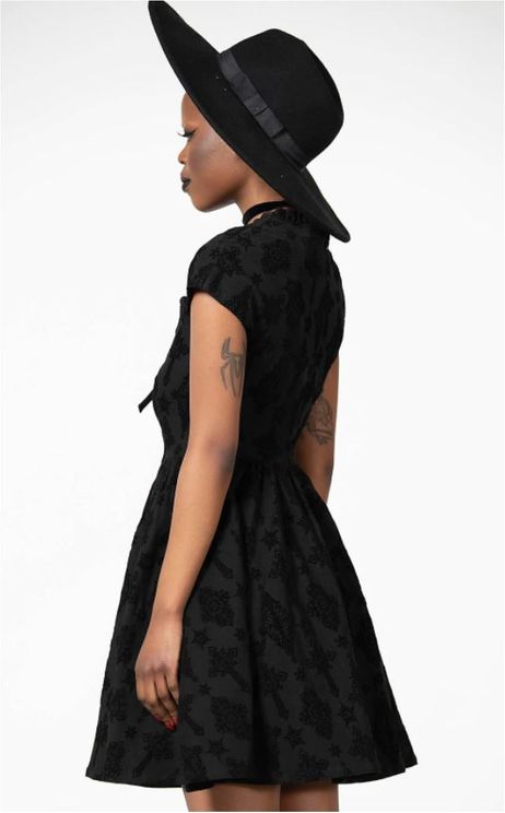 Killstar Crossed Chloe flocked skater dress - Babashope - 4