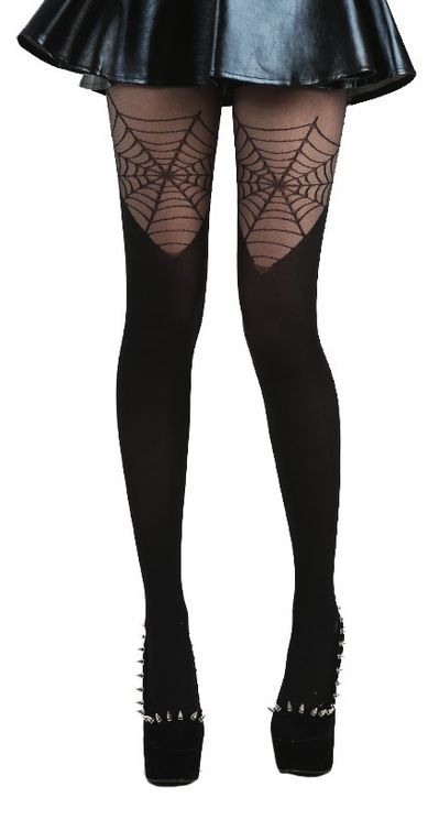 Spiderweb over de knie panty's zwart - Babashope - 3
