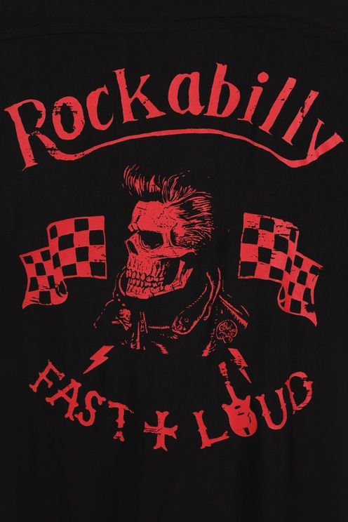Rockabilly fast&loud Bowling shirt (red) - Babashope - 4