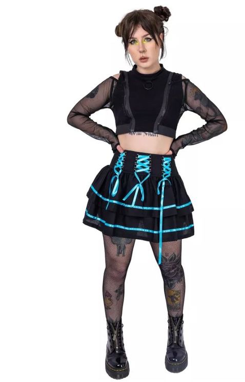 Poizen industries Cyber skirt  blk/blue - Babashope - 5