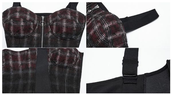 Punk gradient plaid vest red/black - Babashope - 7