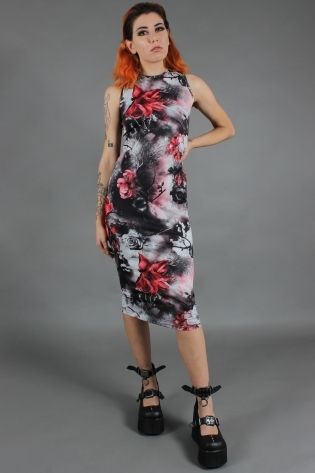 Dark Passions Floral Tie Up Dress - Babashope - 5