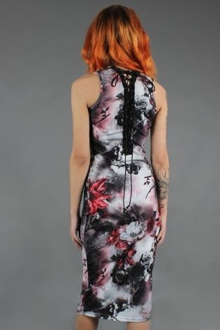 Dark Passions Floral Tie Up Dress - Babashope - 5
