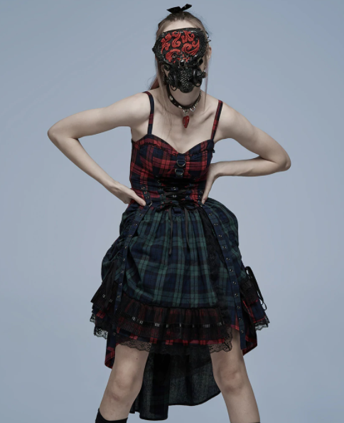 Black&red tartan jurk punkrave - Babashope - 5