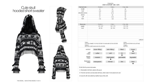Punk rave short skull sweater - Babashope - 5