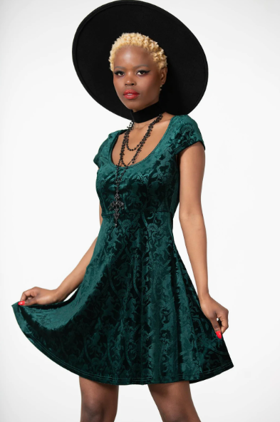 Killstar Devilry skaterdress (emerald) - Babashope - 4