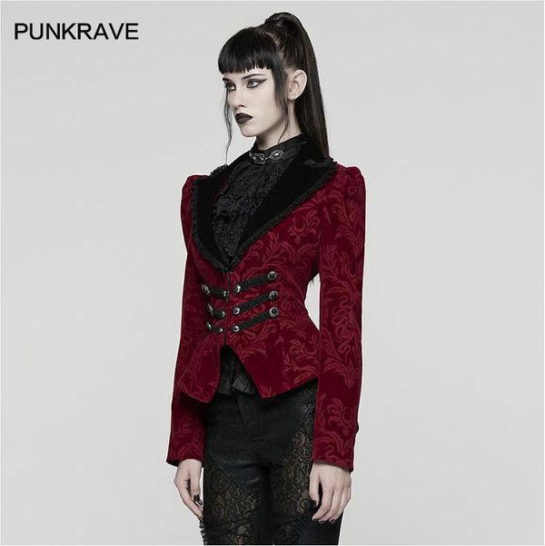 Goth vintage print coat rood - Babashope - 9