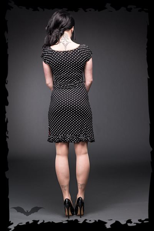 Black Polka Dot Dress - With Bow - Queen - Babashope - 4