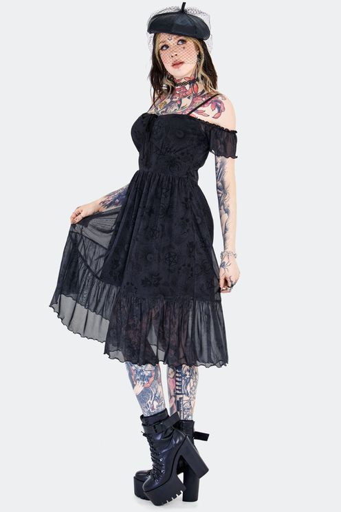 Jawbreaker Tartot Deck Off Shoulder Dress - Babashope - 7