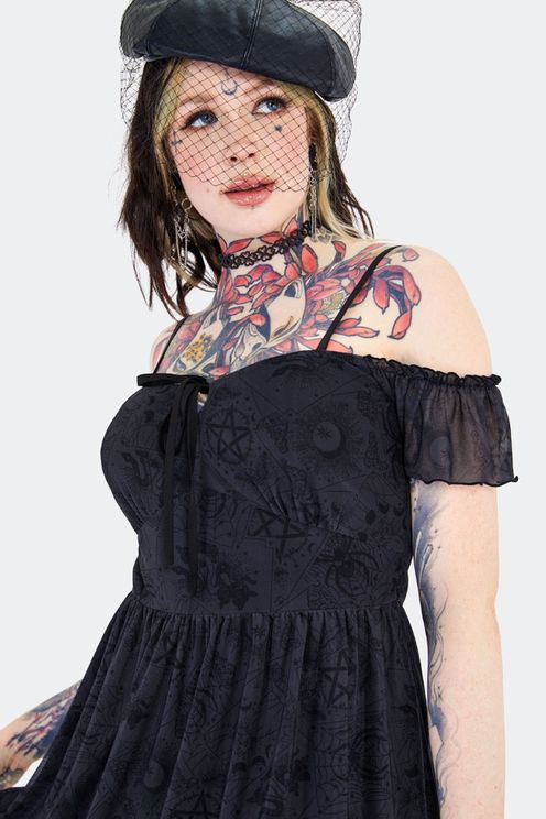 Jawbreaker Tartot Deck Off Shoulder Dress - Babashope - 7
