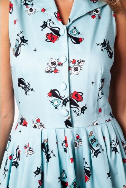 Betty Kitchen Kitty Print Shirt Dress - Babashope - 4