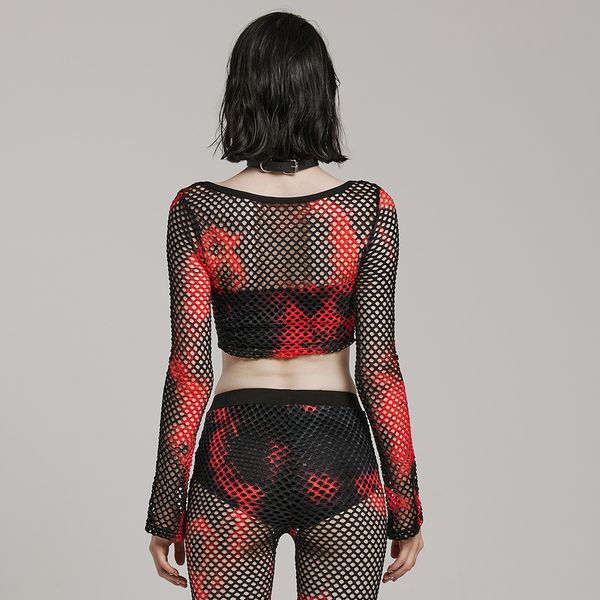 Tie-dye mesh top blk/red - Babashope - 6