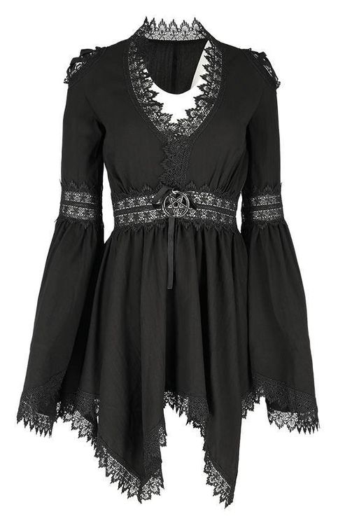 Lace tim spectre tunic gothic dress bell sleeves - Babashope - 10