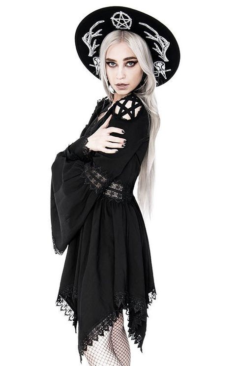 Lace tim spectre tunic gothic dress bell sleeves - Babashope - 10