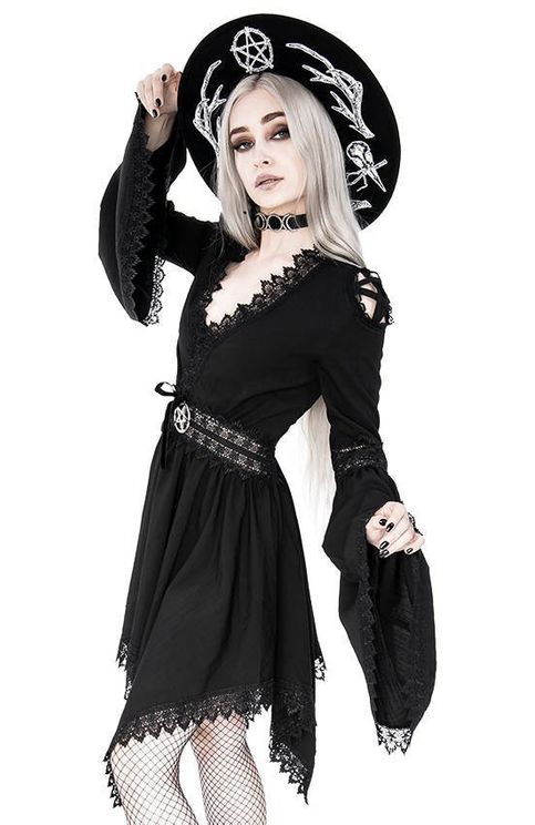 Lace tim spectre tunic gothic dress bell sleeves - Babashope - 10