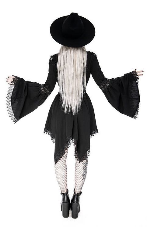 Lace tim spectre tunic gothic dress bell sleeves - Babashope - 10