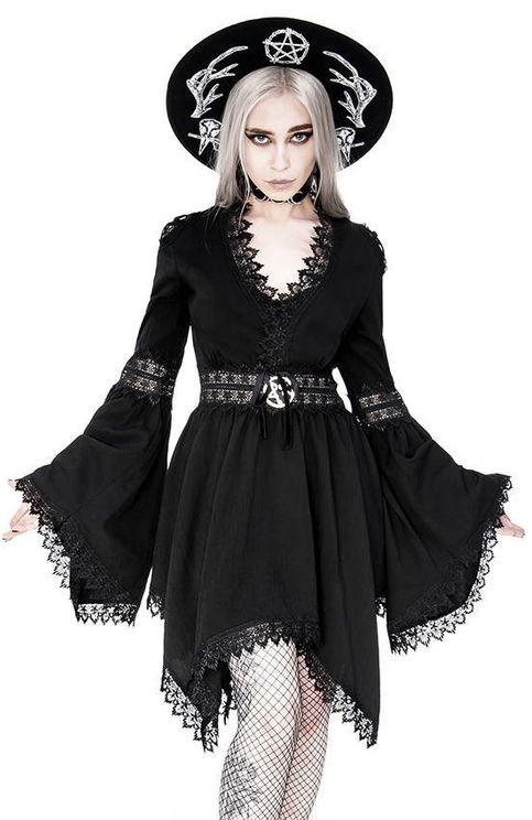 Lace tim spectre tunic gothic dress bell sleeves - Babashope - 10