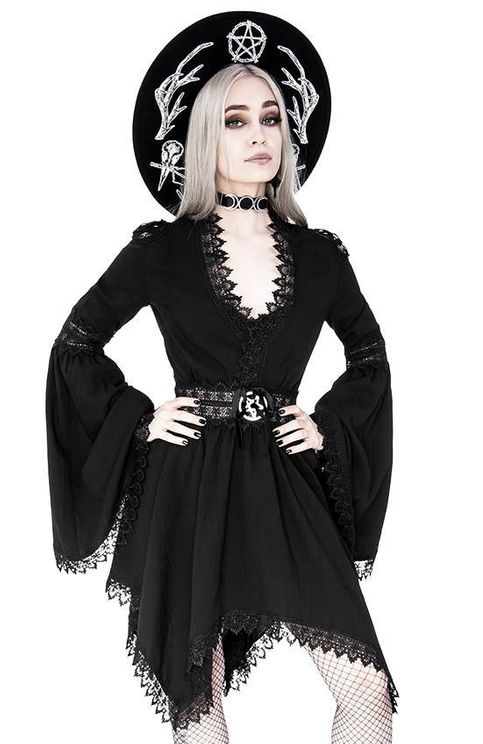 Lace tim spectre tunic gothic dress bell sleeves - Babashope - 10