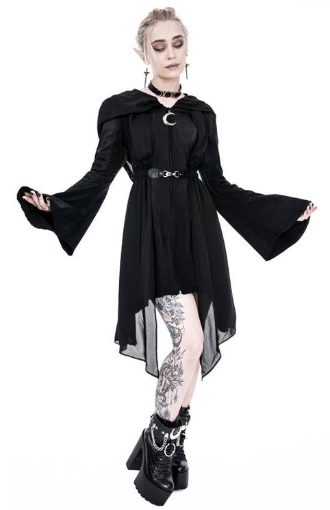 Long hoodie Dark fay floaty coat - Babashope - 11