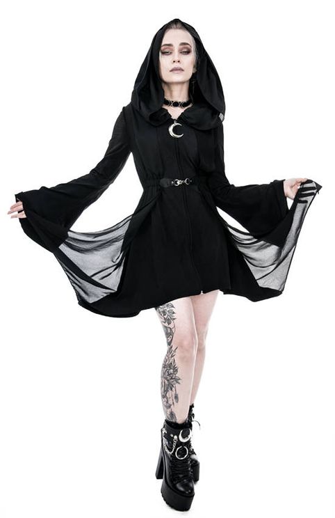 Long hoodie Dark fay floaty coat - Babashope - 11