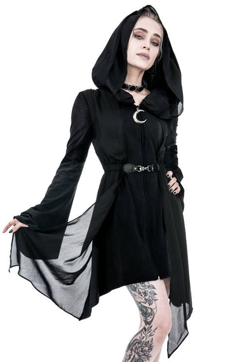 Long hoodie Dark fay floaty coat - Babashope - 11