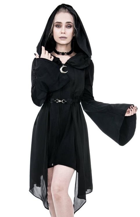 Long hoodie Dark fay floaty coat - Babashope - 11