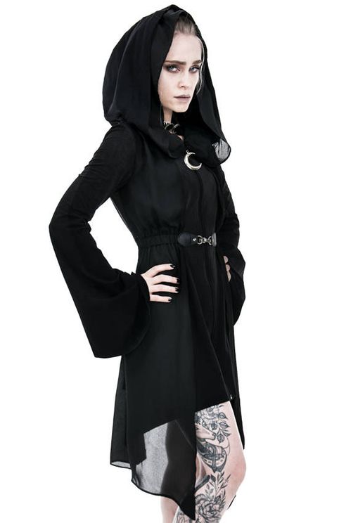 Long hoodie Dark fay floaty coat - Babashope - 11