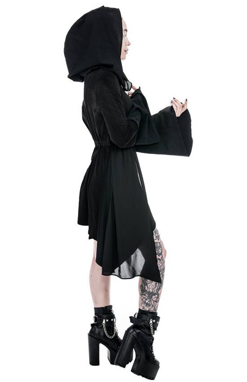 Long hoodie Dark fay floaty coat - Babashope - 11