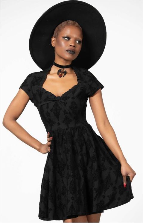Killstar Crossed Chloe flocked skater dress - Babashope - 4