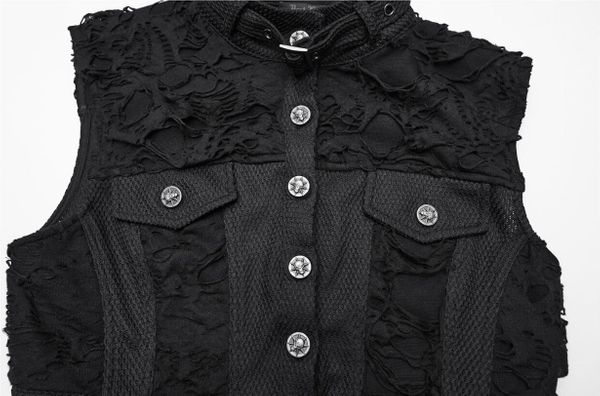 Black cool punk short vest - Babashope - 10