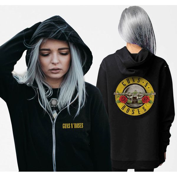 Guns N' Roses dames sweater met rits & capuchon Classic logo (backprint) - Babashope - 4