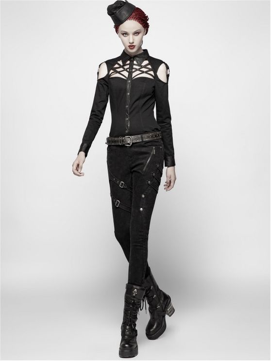 Online Metal Gothic Punk Rockabilly shop Babashop Gothic trooper dames broek