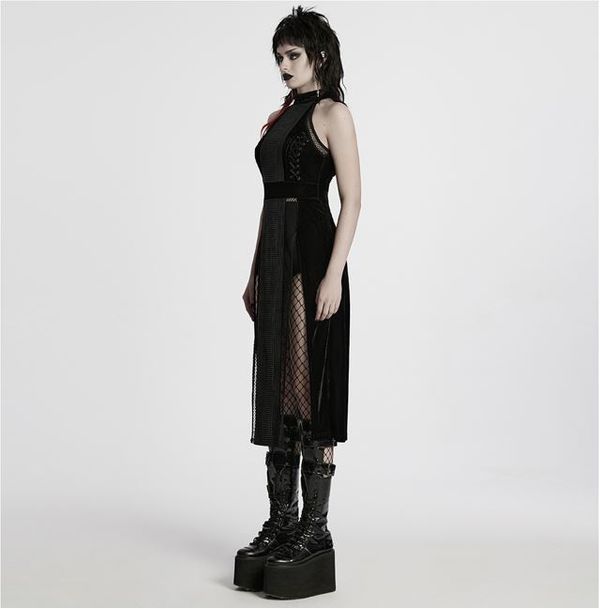 Punk Rave WQ-825LQF velvet & mesh long dress - Babashope - 6
