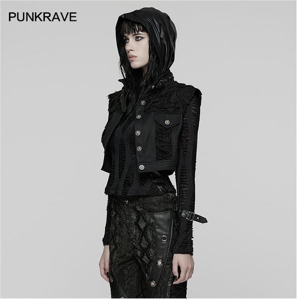 Black cool punk short vest - Babashope - 10