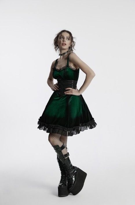Green goth gradient dress - Babashope - 11