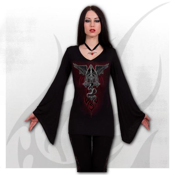 The Dead V-neck goth sleeve top - Babashope - 3