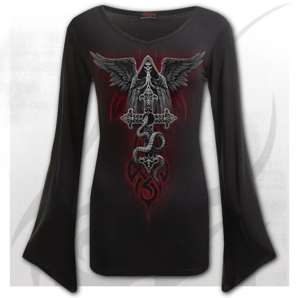 The Dead V-neck goth sleeve top - Babashope - 3