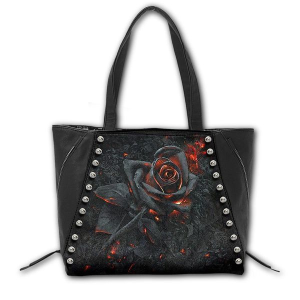 BURNT ROSE - Tote Bag - Top quality PU Leather Studded - Babashope - 4