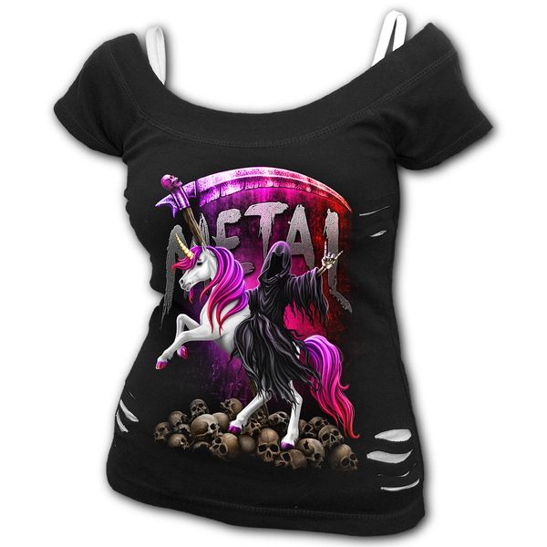 Metallicorn 2 in 1 White ripped top blk - Babashope - 3