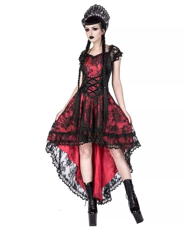 Sinister Jade gothic jurk zwart/bordeaux - Babashope - 2