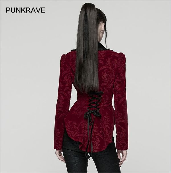 Goth vintage print coat rood - Babashope - 9
