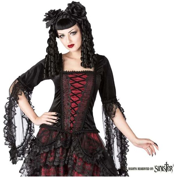 Sinister 1075 Jezebel Gothic top Bordeaux - Babashope - 3