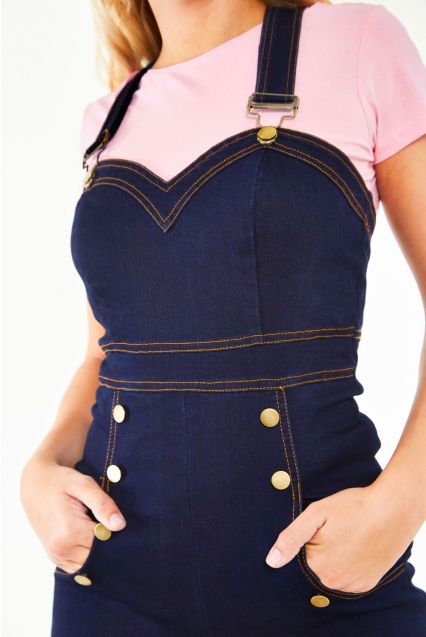 Monica Denim Overalls Skinny Jumpsuit - Babashope - 6