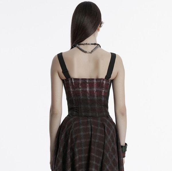 Punk gradient plaid vest red/black - Babashope - 7