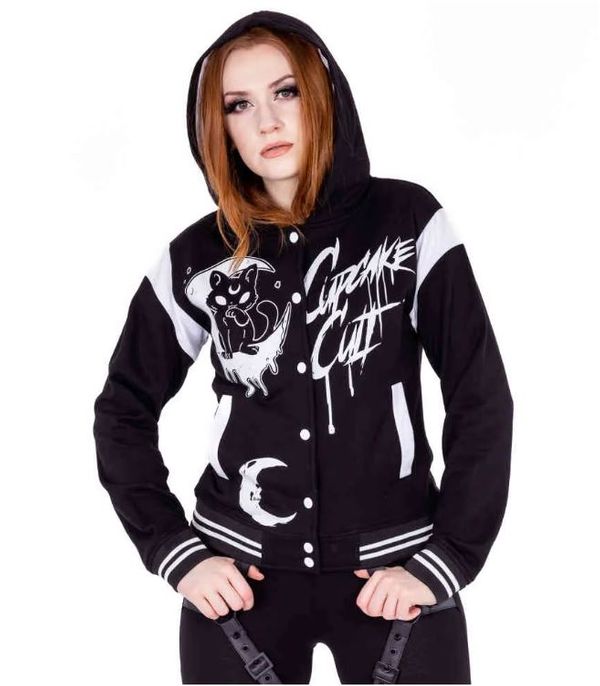 Cup cake cult midnight kitty varsity jacket - Babashope - 2