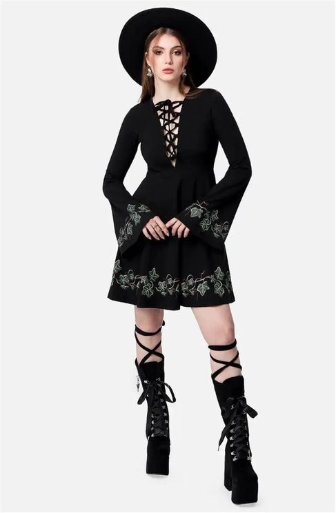 Restyle Tangled vines mini jurk - Babashope - 14