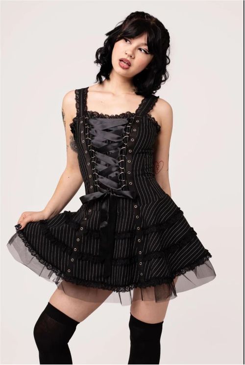 Hell bunny Harley Pinstripe dress - Babashope - 5