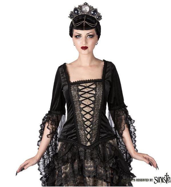 Sinister 1075 Elisabeth Victorian Goth top (ivory) - Babashope - 2