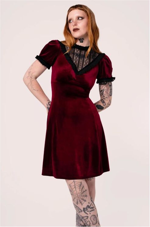 Hell bunny Mourning dress burgundy  - Babashope - 4
